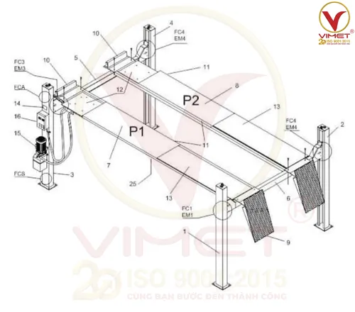cầu nâng 4 trụ
