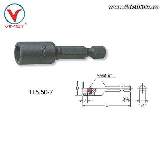 Đầu khẩu lục giác 7mm Koken 115.50-7