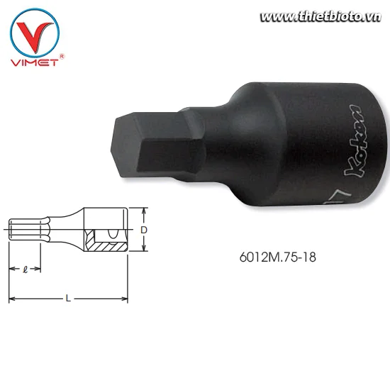 Đầu tuýp mũi vít 18mm Koken 6012M.75-18