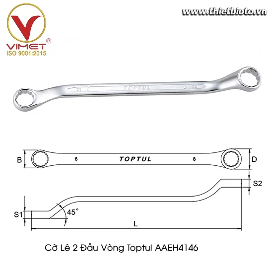 Cờ lê 2 đầu vòng Toptul AAEH4146