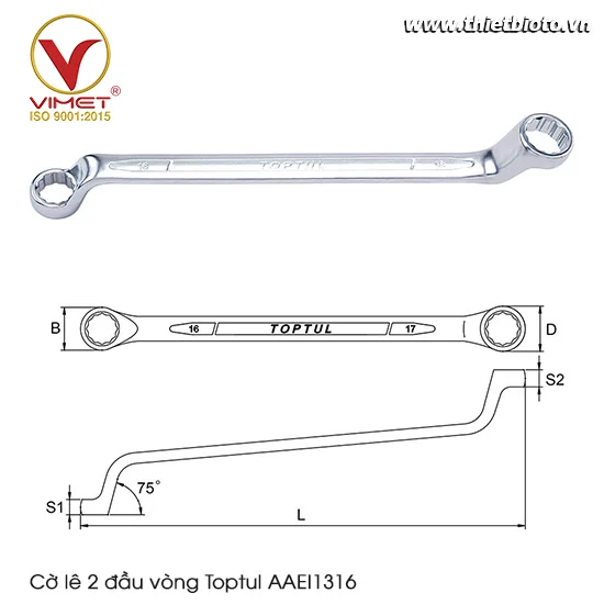Cờ lê 2 đầu vòng Toptul AAEI1316