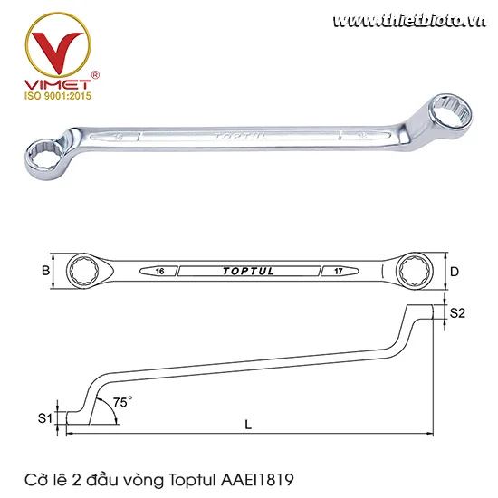 Cờ lê 2 đầu vòng Toptul AAEI1819
