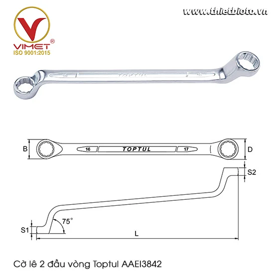 Cờ lê 2 đầu vòng Toptul AAEI3842