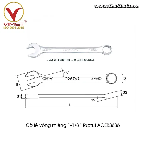 Cờ lê vòng miệng hệ inch 1-1/8"