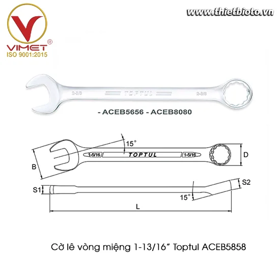 Cờ lê vòng miệng Toptul hệ inch  1-13/16