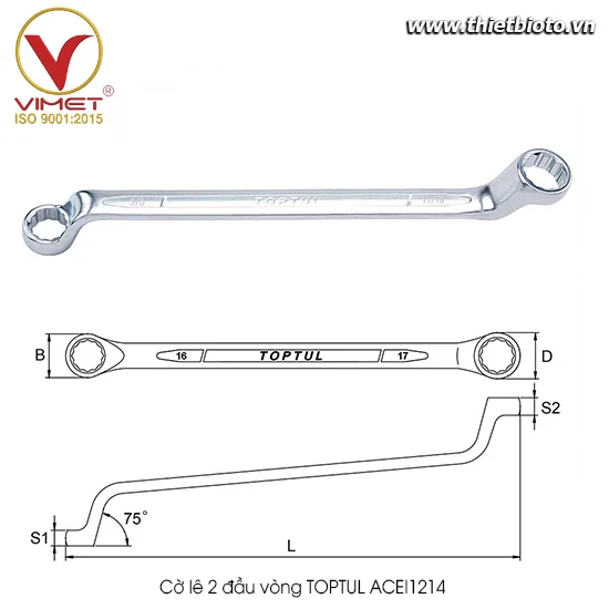 Cờ lê 2 đầu vòng TOPTUL ACEI1214 (ngưng sản xuất)