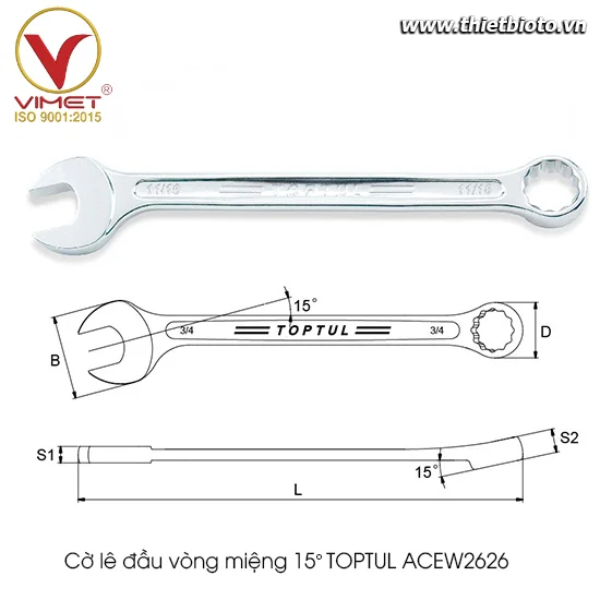 Cờ lê đầu vòng miệng TOPTUL ACEW2626