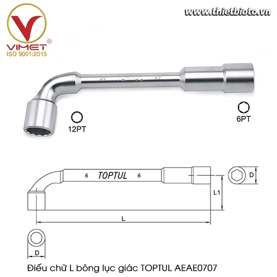 Điếu chữ L bông lục giác TOPTUL AEAE0707