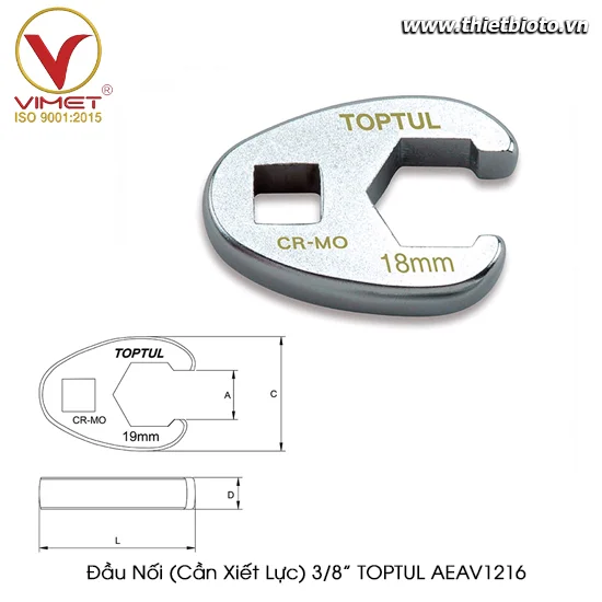 Đầu Nối (Cần Xiết Lực) 3/8” TOPTUL AEAV1216