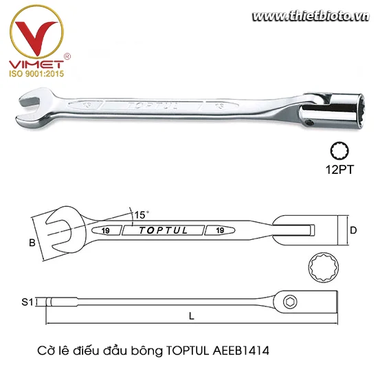 Cờ lê đầu miệng đầu điếu bông TOPTUL AEEB1414