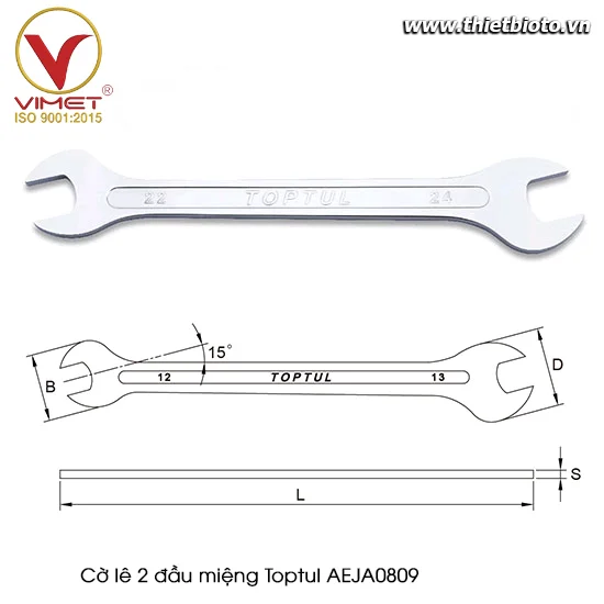 Cờ lê 2 đầu miệng TOPTUL AEJA0809