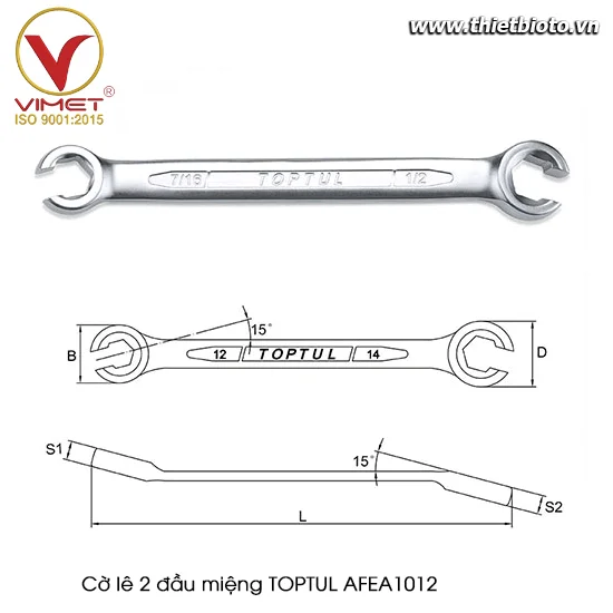 Cờ lê 2 đầu miệng TOPTUL AFEA1012
