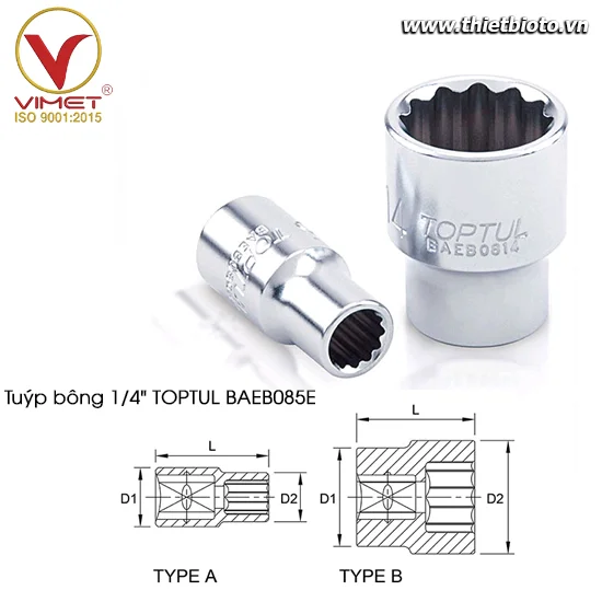 Tuýp bông 1/4" TOPTUL BAEB085E