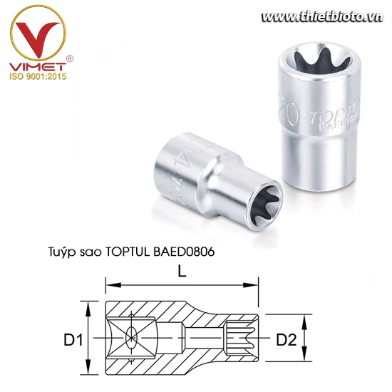 Tuýp sao 1/4" TOPTUL BAED0806