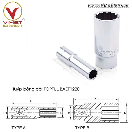 Tuýp bông dài 3/8" TOPTUL BAEF1220