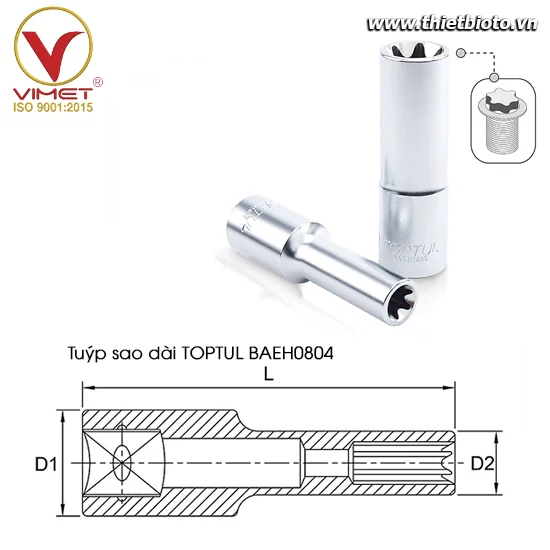 Tuýp sao dài 1/4" TOPTUL BAEH0804