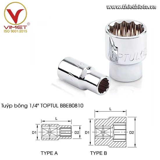 Tuýp bông 1/4" TOPTUL BBEB0810