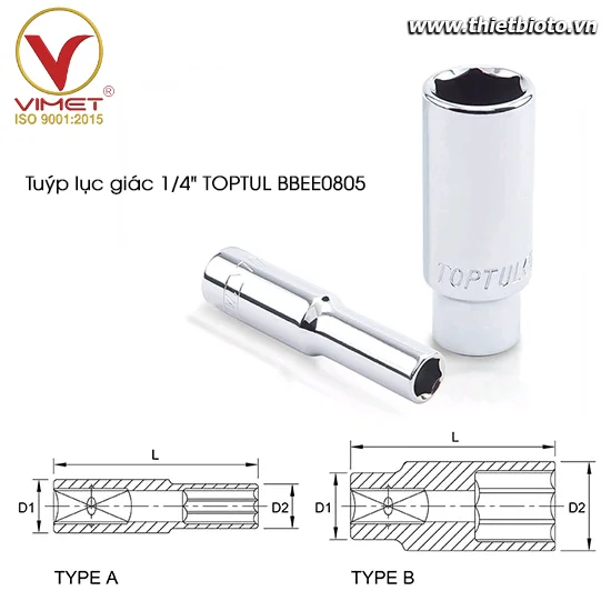 Tuýp lục giác dài 1/4" TOPTUL BBEE0805
