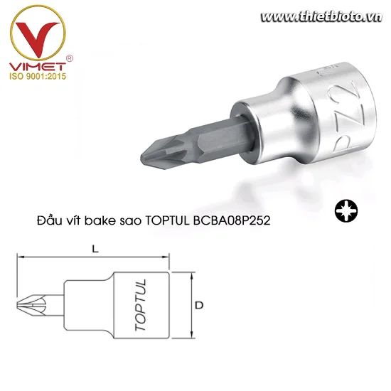 Đầu vít bake sao 1/4" TOPTUL BCBA08P252