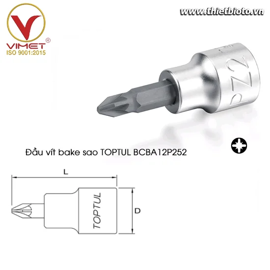 Đầu vít bake sao 3/8" TOPTUL BCBA12P252