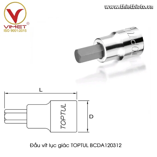 Đầu vít lục giác 3/8" TOPTUL BCDA120312