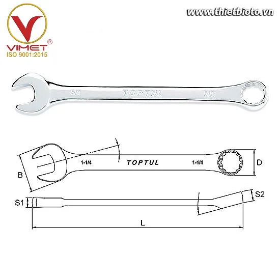 Cờ lê vòng miệng hệ inch TOPTUL ACAB0808