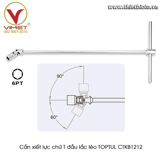 Cần xiết lực chữ T đầu tuýp lắc léo TOPTUL CTKB1212