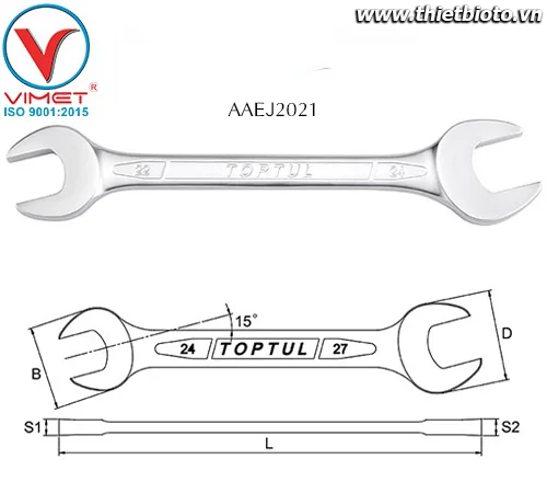 Cờ lê 2 đầu miệng Toptul AAEJ2021