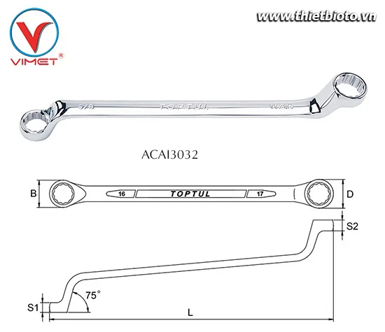 Cờ lê 2 đầu vòng Toptul ACAI3032