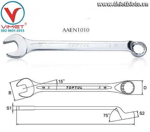 Cờ lê đầu vòng miệng Toptul AAEN1010