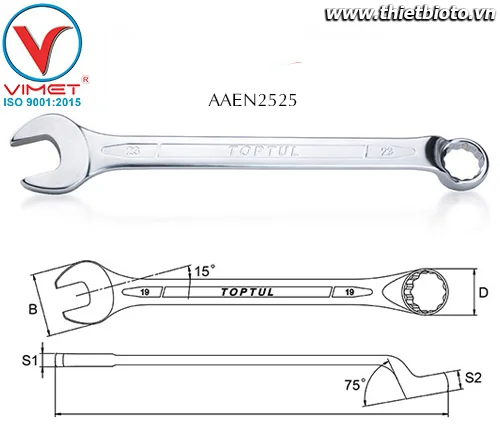 Cờ lê đầu vòng miệng Toptul AAEN2525