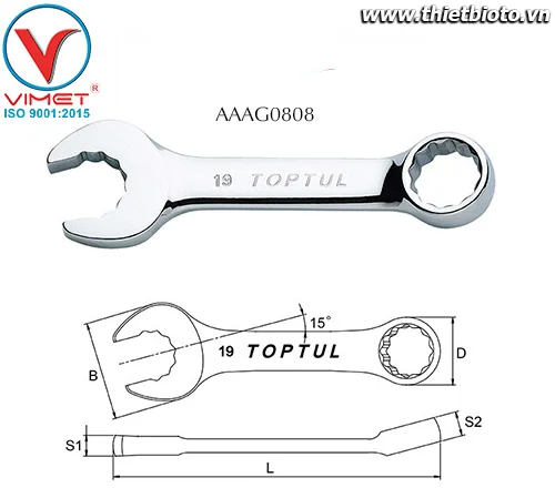 Cờ lê đầu vòng mở Toptul AAAG0808