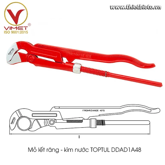 Mỏ lết răng - kìm nước TOPTUL DDAD1A48
