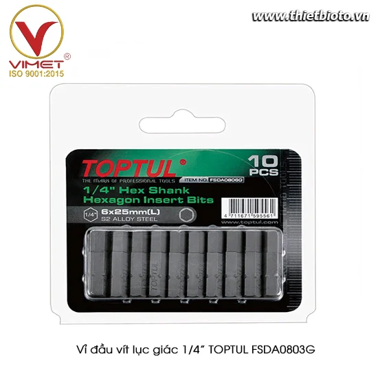 Vỉ đầu vít lục giác 1/4” TOPTUL FSDA0803G