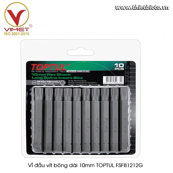 Vỉ đầu vít bông dài 10mm TOPTUL FSFB1212G