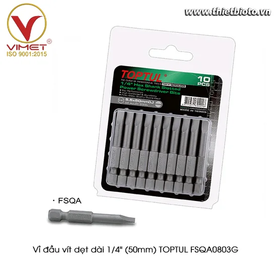 Vỉ đầu vít dẹt dài 1/4" (50mm) TOPTUL FSQA0803G
