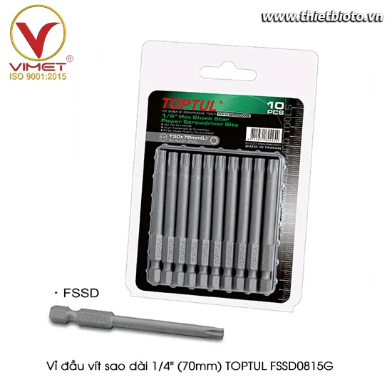 Vỉ đầu vít sao dài 1/4" (70mm) TOPTUL FSSD0815G