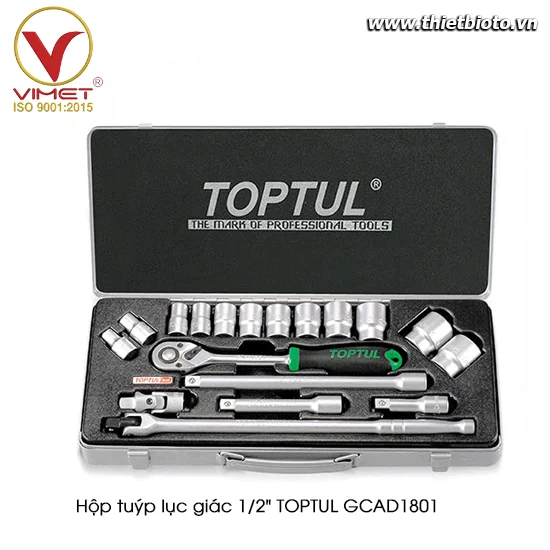 Hộp đầu tuýp 1/2" 18 chi tiết TOPTUL GCAD1801
