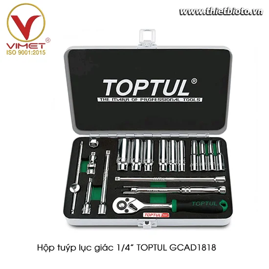 Hộp đầu tuýp 1/4" 18 chi tiết TOPTUL GCAD1818