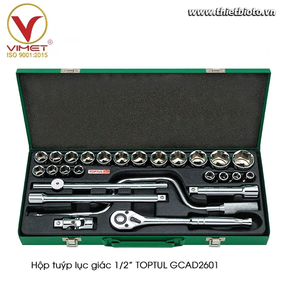 Hộp đầu tuýp 1/2" 26 chi tiết TOPTUL GCAD2601