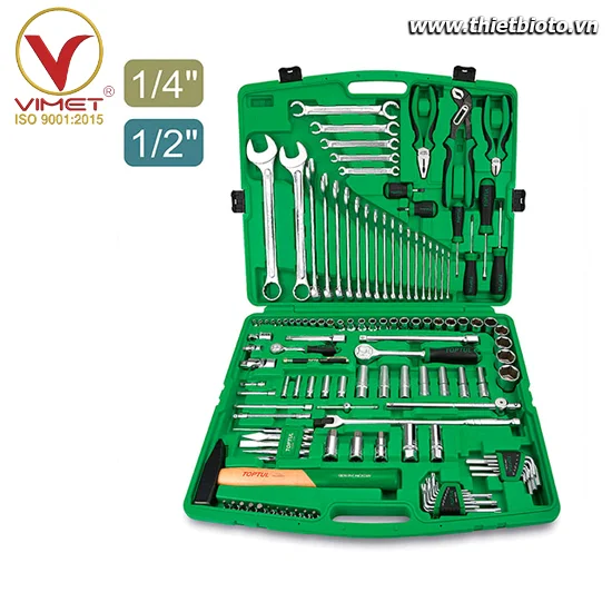 Bộ dụng cụ cầm tay 1/4"&1/2" 130 chi tiết Toptul GCAI130T1