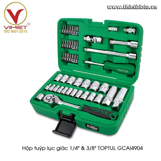Hộp đầu tuýp 1/4" & 3/8" 49 chi tiết TOPTUL GCAI4904