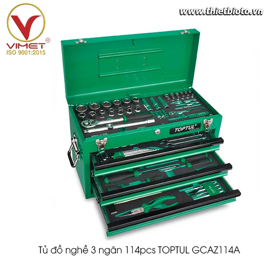 Tủ đồ nghề 3 ngăn 114 chi tiết TOPTUL GCAZ114A