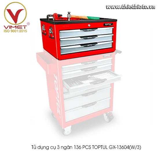 Tủ đựng dụng cụ 136PCS TOPTUL GX-13604(W/3)