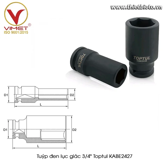 Tuýp đen lục giác 3/4" TOPTUL KABE2427