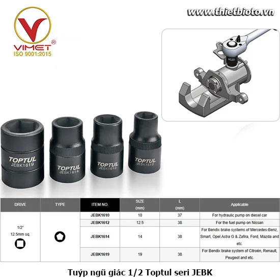 Tuýp ngũ giác đen 1/2” TOPTUL JEBK1610