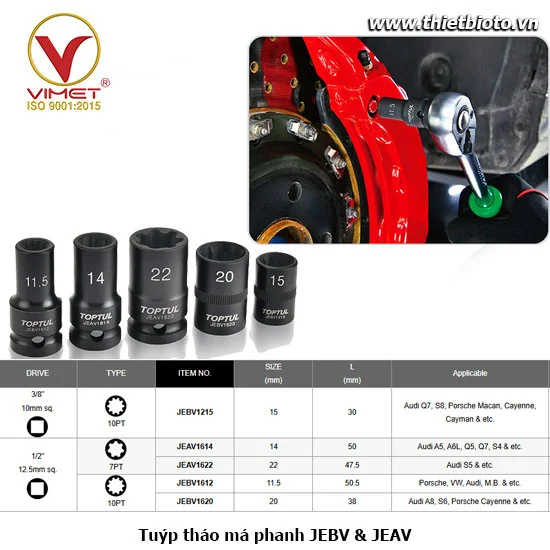 Đầu tuýp ổ lục lăng phanh TOPTUL JEBV1620