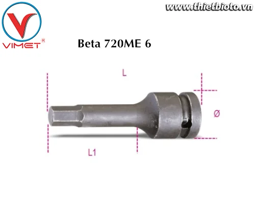 Đầu tuýp lục giác 1/2" Beta 720ME 6