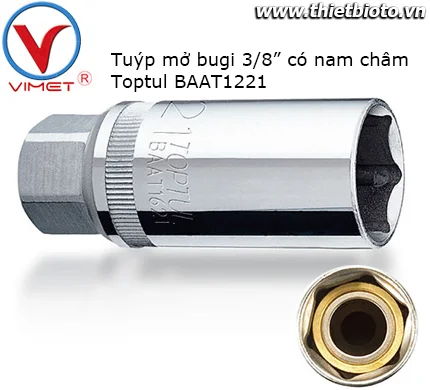 Tuýp mở bugi 3/8" có nam châm Toptul BAAT1221